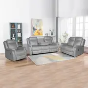 3+2+1 Seater Finest Grey Fabric Recliner Sofa Sturdy Construction Metal Mechanism