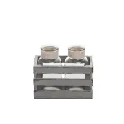 Small Grey Wood Crate With 2 Glass Bottles Rustic Wood Glass Decorative Gift