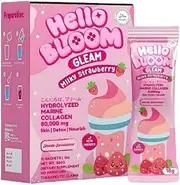 Hello Bloom Gleam Collagen Mix Drinks by Kiray Celis (1 Pack, Milky Strawberry)