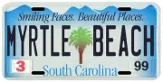 Myrtle Beach Vacation Spot souvenir 1999 South Carolina License plate