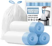 4 Gallon Small Trash Bags, Drawstring, Unscented, 57 Count