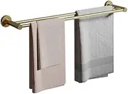 Towel Rack Self Adhesive Towel Hanger Wall Mounted Towel Bar Double-bar No Drilling Copper for Bathroom and Toilet Gold LWX