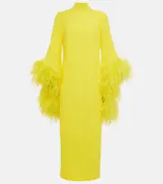 [Taller Marmo] Taller Marmo Del Rio feather-trimmed midi dress AU 6 yellow