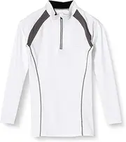 A.D.ONE(エー・ディー・ワン) AD-231T Men's Thick Heat Generating Thermal Compression Long Sleeve Half Zip, Multicolor (Black/red), S