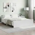 Wooden Bed Frame White Wood Slats Base Platform Box for Mattress Size 135x190cm