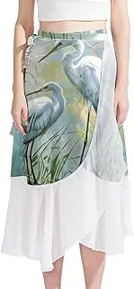 [FNETJXF] Cover Up Skirt, Womens Beach Cover Up Sarong, Chiffon Cover Ups for Swimwear, Painting Animal Sloth