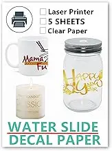 5Sheets A4 Colour Laser Water Transfer Paper Transparent Clear waterslide Decal Paper Candle Glass DIY for Laser Printers