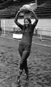 Up Ears Mud Playboy Bunnies Prue She Plays A Football Match A Team- 1973 Photo