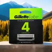 Gillette Labs (4) Refill Cartridges, Fits All Gillette Lab Razors Factory Sealed