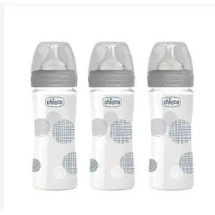 Chicco 防脹氣玻璃奶瓶促銷3入組 240ml(小單孔)