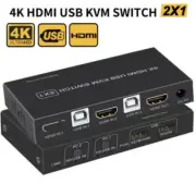 2 Port 4K HDMI KVM Switch Box USB KVM Switcher 2x1 For Mouse & Keyboard Sharing