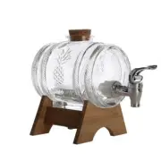 Wine Barrel Glass Beverage Wine Fruit Tea Jar Tap Cocktail Decanter Stopper Seal