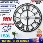 Artiss 60CM Large Wall Clock Roman Numerals Round Metal Luxury Home Decor Black