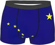 [FSCEV] Men's Alaska State Flag Boxer Briefs Soft Stretch Everyday Wear, Black/White, M