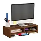 Monitor Riser Desk Organizer Painted Computer Shelf Wooden Stand with Storage