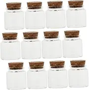 Alipis 12pcs Cork Glass Bottle Mini Yogurt Jars with Lids Convenient Candy Container Water Bottles Miniature Alcohol Bottles Reusable Bottle Party Test Tubes Sealed Container Transparent