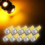 Zone Tech LB0013-10 Yellow Super Bright Interior Car LED Light Bulb (10x 194 168 2825 5-smd, Amber)