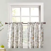 Signy Jacobean Pattern Semi-Sheer Rod Pocket Kitchen Curtain Tier Pair, 54" x...