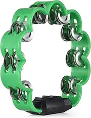 zolyet Tambourine for Adults Pleasa Jingle Sound Hand Cranked Bell Rings Metal Bell Sound Percussion Instruments Home School Par Supplies Jingles Tambourine for Classrooms Bands Orchestras Green