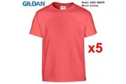 5 Packs Gildan T-SHIRT Blank Plain Basic Tee Men Heavy Cotton (Coral Silk)