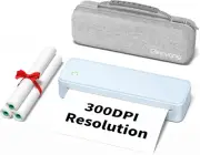 300DPI Portable Printer Wireless for Travel, Inkless Small Bluetooth Printers fo