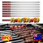 8PCS BBQ Metal Skewers Stainless Steel Flat Barbecue Tool Party Needle Reusable