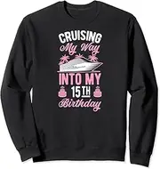 [X.Style] Cruising My Way Into My 15th Birthday Party Supply Vacation Sweatshirt ds912 Sweater (S) Black