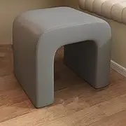 UPWONEA Arched Dressing Stool, Leather Dressing Chair, Solid Wood Frame Dressing Stool, Small Road Dressing Stool, Holds up to 100kg, Space Saving, Gray A