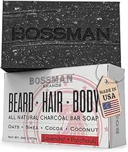 Bossman's Shampoo Beard Hair and Body Bar Soap 4.5 Oz, Black