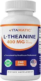 Vitamatic L-Theanine Supplement 400mg per Serving - 240 Tablets - Non-GMO, Gluten Free…