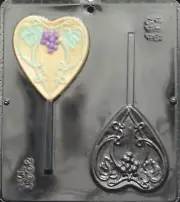 Heart with Grape Vine Lollipop Chocolate Candy Mold Valentine 3002 NEW
