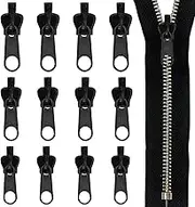 Yizene 12Pcs Metal Pull Zipper Repair Kit,Universal Zipper Pulls Replacement,3 Sizes Zipper Fixer for Suitcase Zippers Pull Tab for Luggage, Backpack, Jackets, Coat, Boots, Clothing Shoes Helves(Black)