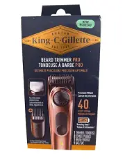 King C Gillette Beard TRIMMER PRO Set Precision Wheel- w/2 Interchangeable Combs