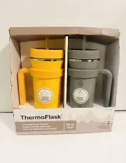 Thermo Flask Bundle Box Set of 2 - Grey And Yellow