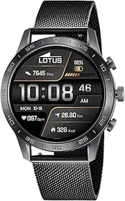 Lotus 50048/1 Men's Smartwatch Stainless Steel in Black with a Case Diameter of 44.35 mm, Water Resistance: 1 ATM, 50048/1, Black, Bracelet