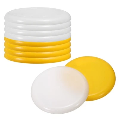 10Pcs 9 Inch Flying Disc Plastic Sports Playing Disk, White/Yellow