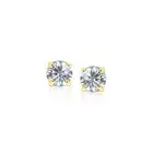14k Yellow Gold Stud Earrings with White Hue Faceted Cubic Zirconia
