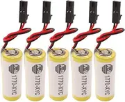 5-Pcs 1770-XYC 3V 1800mAh Lithium Battery Replacement for Allen Bradley PLC 1770-XYC/A 1770-XYB 1756-BA1 with Black Plug