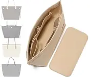 SEPYIQI Purse Organizer insert for NEVERFULL,SPEEDY,Tote Bag Organizer insert Multi Pocket Felt Handbag Organize (Beige, M)