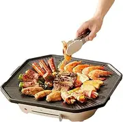 Korean BBQ Griddle,Household Non-Stick Electric Oven, 1200W Outdoor Large-Capacity Barbecue Electric Grill pan, 34cm Baking pan, Suitable for Outdoor, Kitchen, Party
