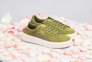 Puma suede platform satin厚底鞋