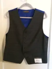 NEW MEN'S SIZE LARGE BEN SHERMAN HARROW GREY PLAID SUIT VEST $100