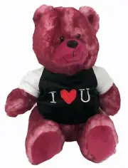 Valentines Day 10" Plush Teddy Bear with I Love You Shirt (Berry)