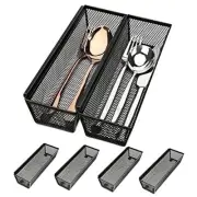 Silverware Drawer Organizer, Silverware Organizer for 9.6 * 3 * 2 Inches Black
