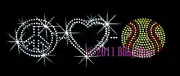 Peace Love Softball Rhinestone Iron on Transfer Hot Fix