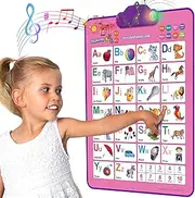Just Smarty Girls Alphabet Toys for 2 Year Old Toddler, Pink with Light Interactive ABCs and 123s Learning Poster, 3 Year Old Baby Girl Birthday Gift, Preschool Learning for Ages 3-6