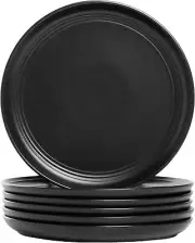 Double Line 8.25" Salad Plate, Set of 6, Matte Black