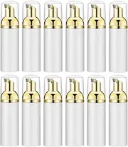 1.7 OZ Foam Bottle with Gold Pump .Empty Travel Foaming Dispensers for Soap,Shampoo (12PCS Gold+White)