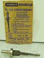 Stanley 1524 Screw-Mate Drill Bit 1 1/2" x 12 Screw Sink Countersink Counterbore