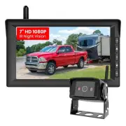 RV Backup Camera Wireless 7" 1080P HD Split Screen Monitor, IR Night Vision R...